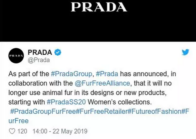 Prada集團宣布2020年加入杜絕皮草行列